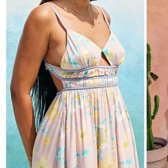 Free People Wisteria Floral Maxi Dress size Small - Picture 4 of 14